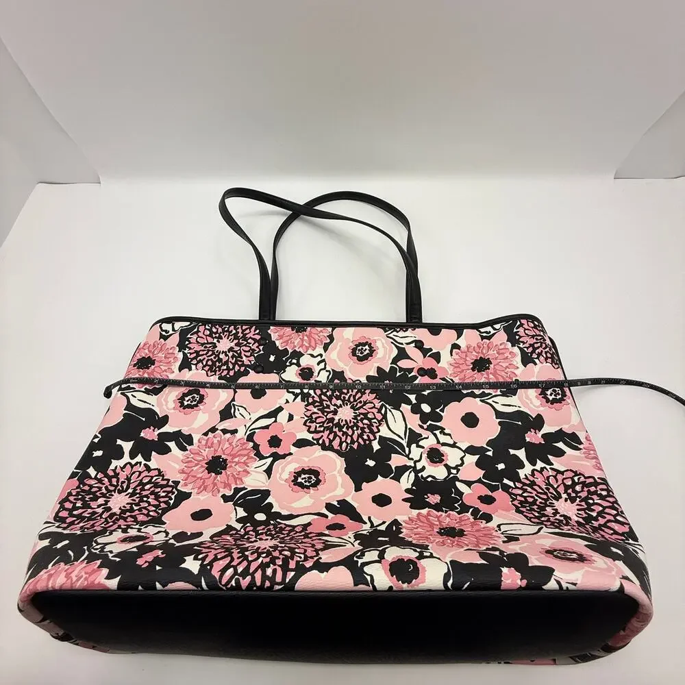 Kate Spade NY Pink Floral Two Pocket Double Strap Handbag Tote Purse - Picture 6 of 9